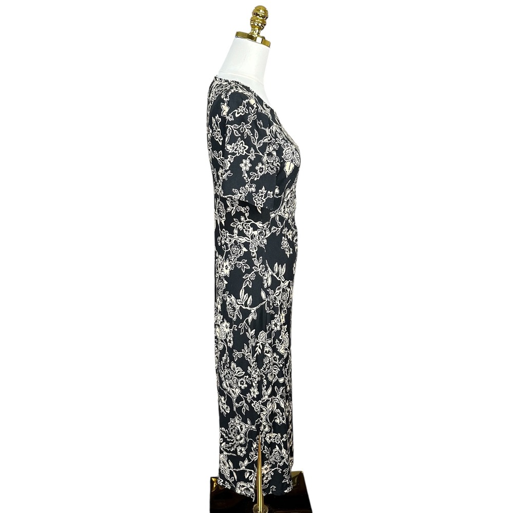 Johnny Was Womens Black Floral Side Tie Midi Dress Short‎ Sleeve Size M - Picture 4 of 7